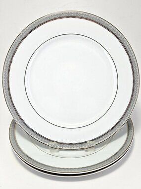 3 Mikasa Platinum Crown Dinner Plates